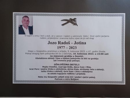 Read more: Seonica, umro Jozo Radoš 