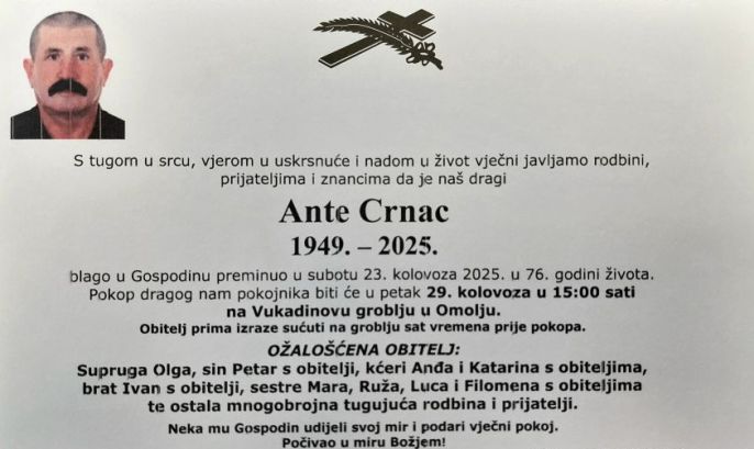 ante crnac osmrtnica