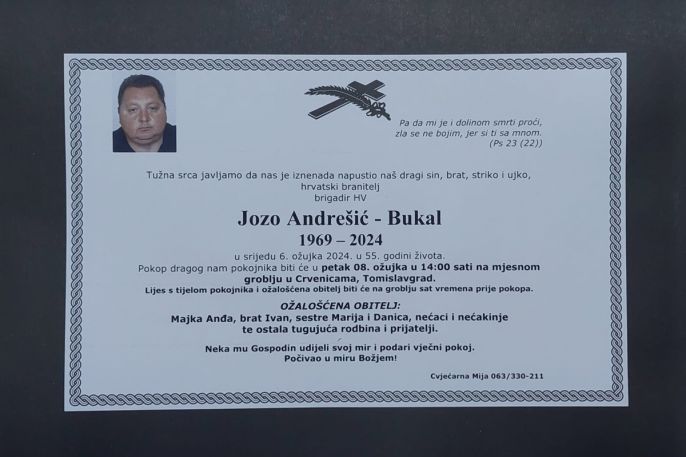 osmrtnica jozo andrešić
